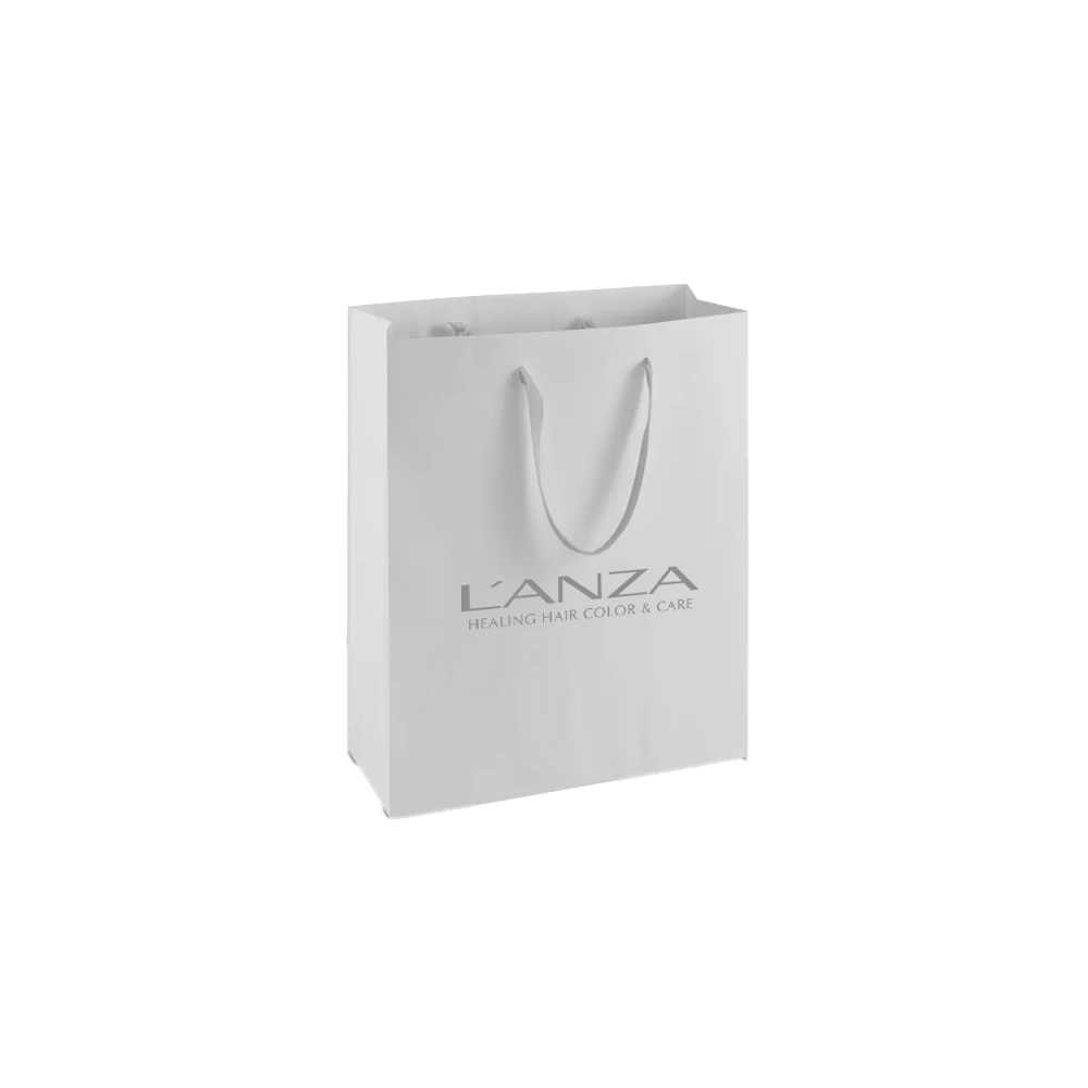 Shopper Bag, White with Silver L'ANZA Logo